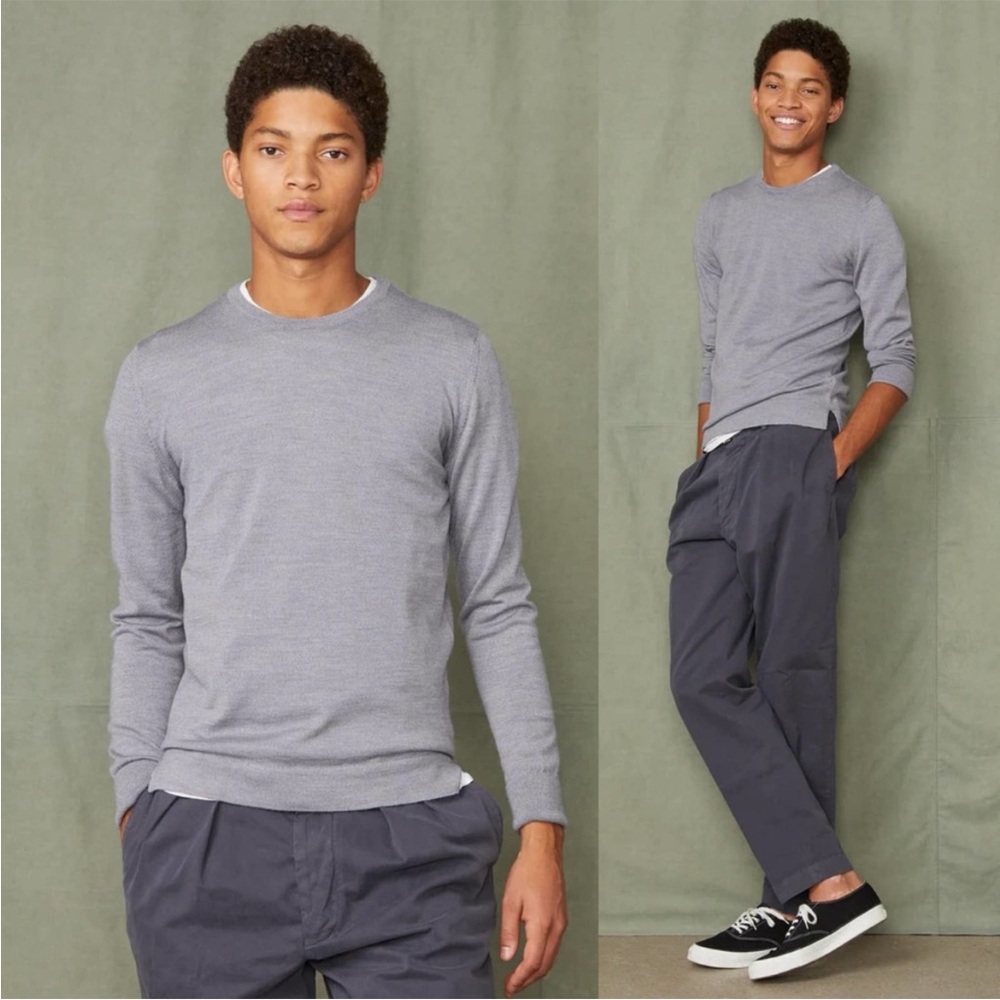 Officine Generale Daily Basics Men’s Wool Nina Crewneck Sweater Gray